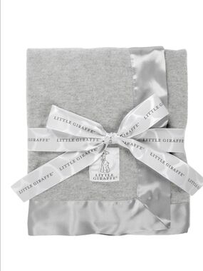 Little Giraffe Dolce Love Silver-Gray Plush Baby Blanket with Satin Border